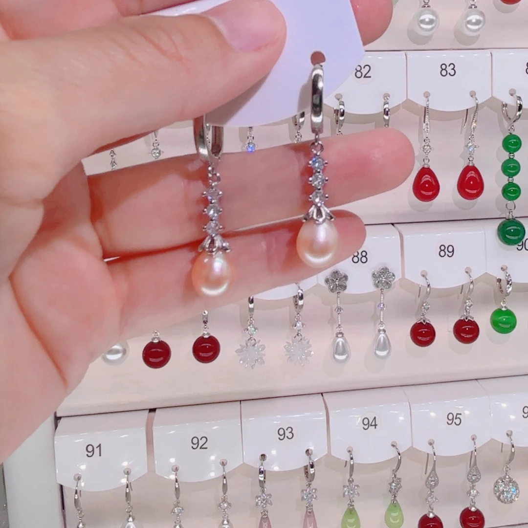 淡水珍珠耳饰银S925镶嵌