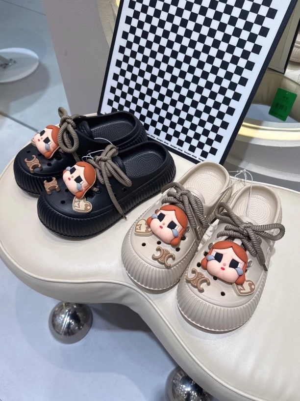 女款时尚蝴蝶结洞洞鞋包头系带防滑凉拖鞋夏季百搭