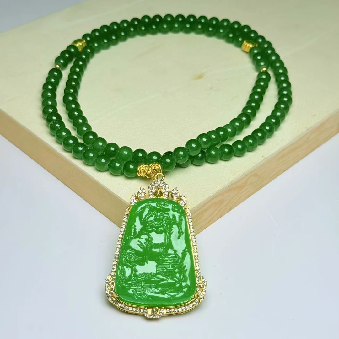 【大少珠宝专属】F039  星 辰 耀 阳  绿 山水牌吊坠  多样性发其一