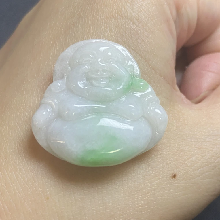 淡绿翡翠佛吊坠飘绿翡翠佛公28.8-29.1-7