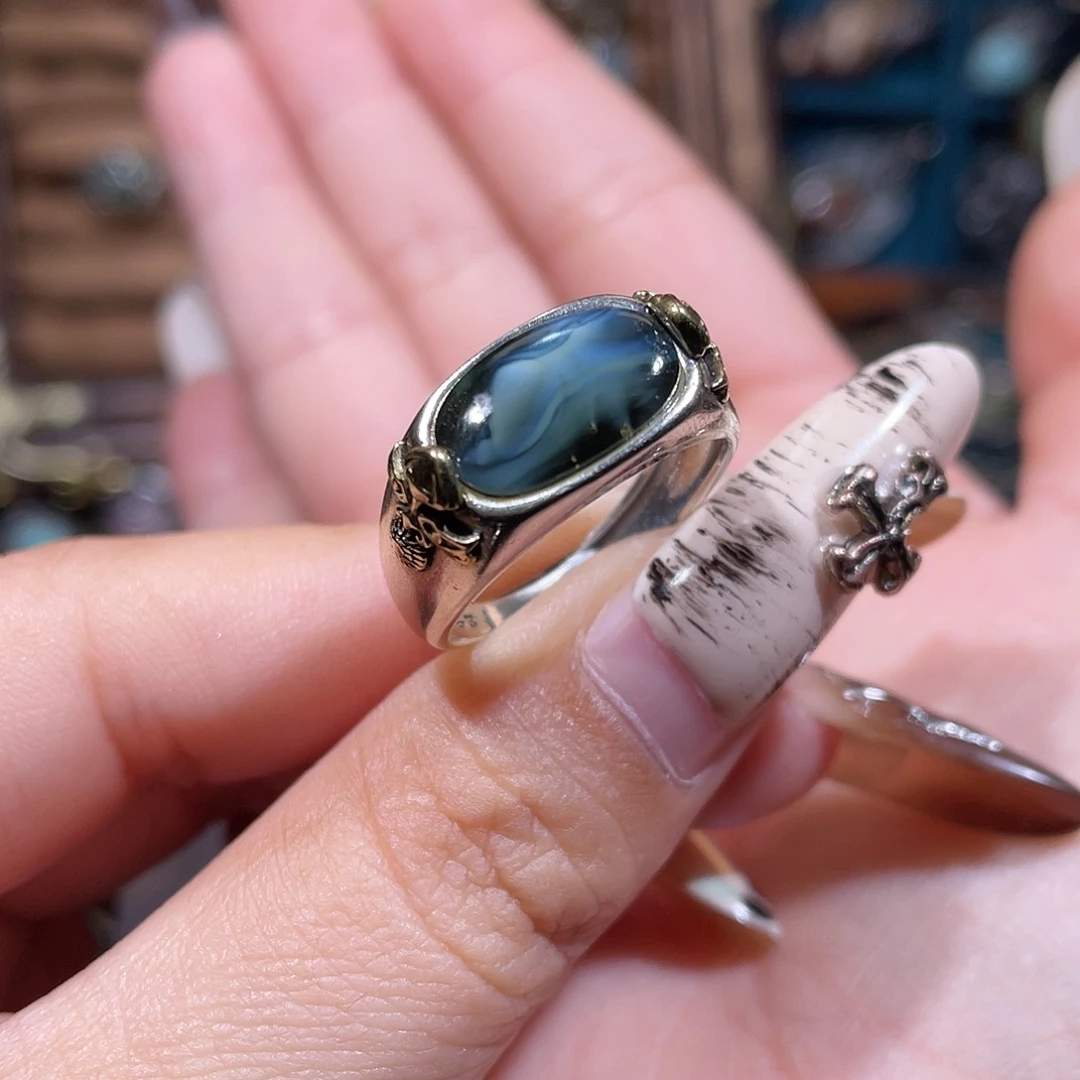 旖***琥珀银S925镶嵌戒指戒指