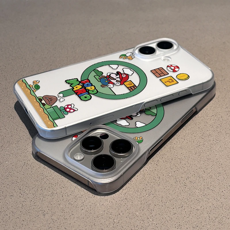 飞虎胜闯关马里奥半透磨砂适用iPhone16Pro手机壳华为vivoppo小米