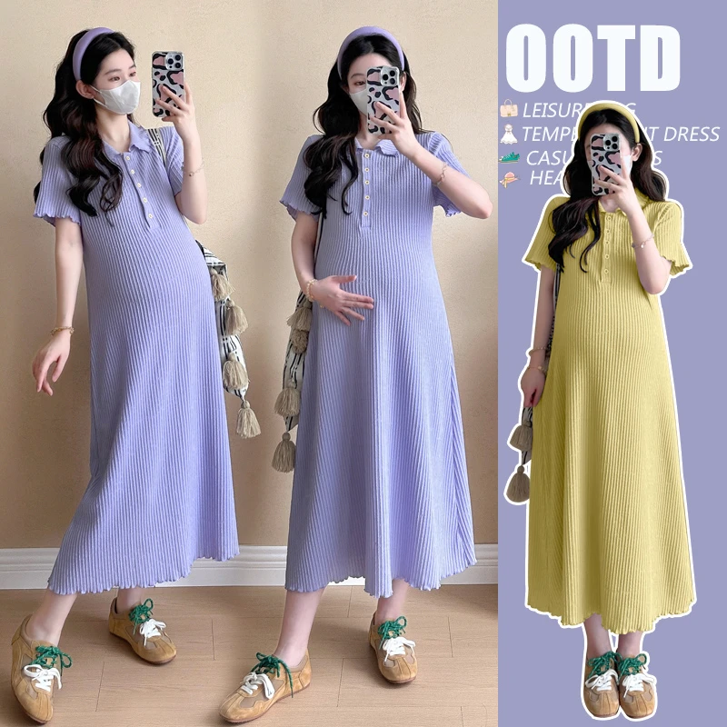 孕妇夏装2025韩版时尚夏季新品法式针织百搭简约舒适薄款连衣裙子