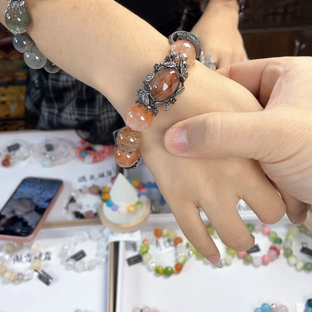 水晶手链银S925镀金镶嵌