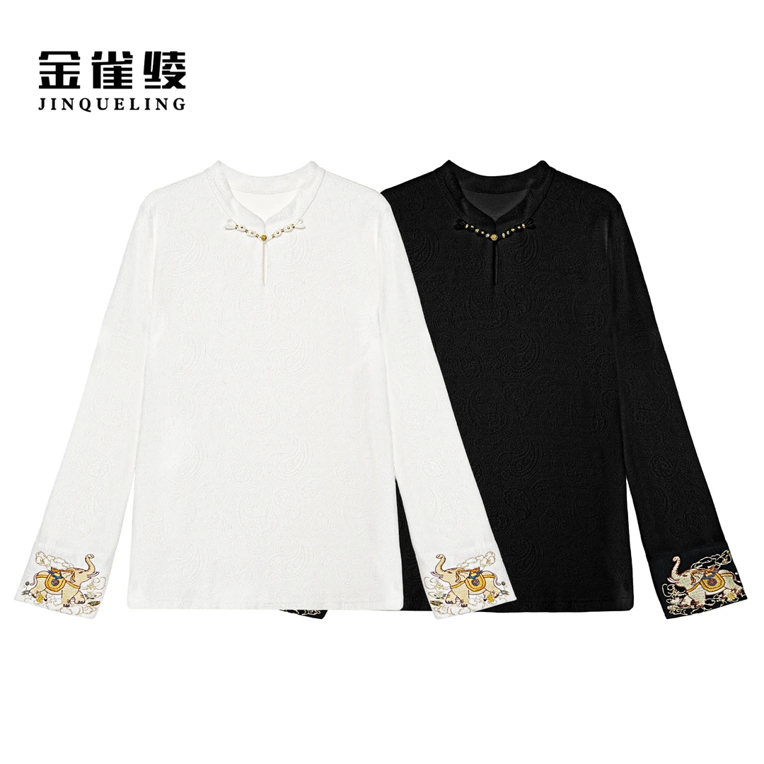 金雀绫【金象纳福】轻奢国风新中式刺绣加宽加大小衫SZA3ST804