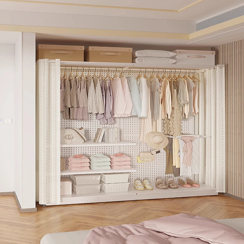 挂衣架落地卧室衣帽架金属洞洞板衣柜步入式衣帽间架子组装置物架