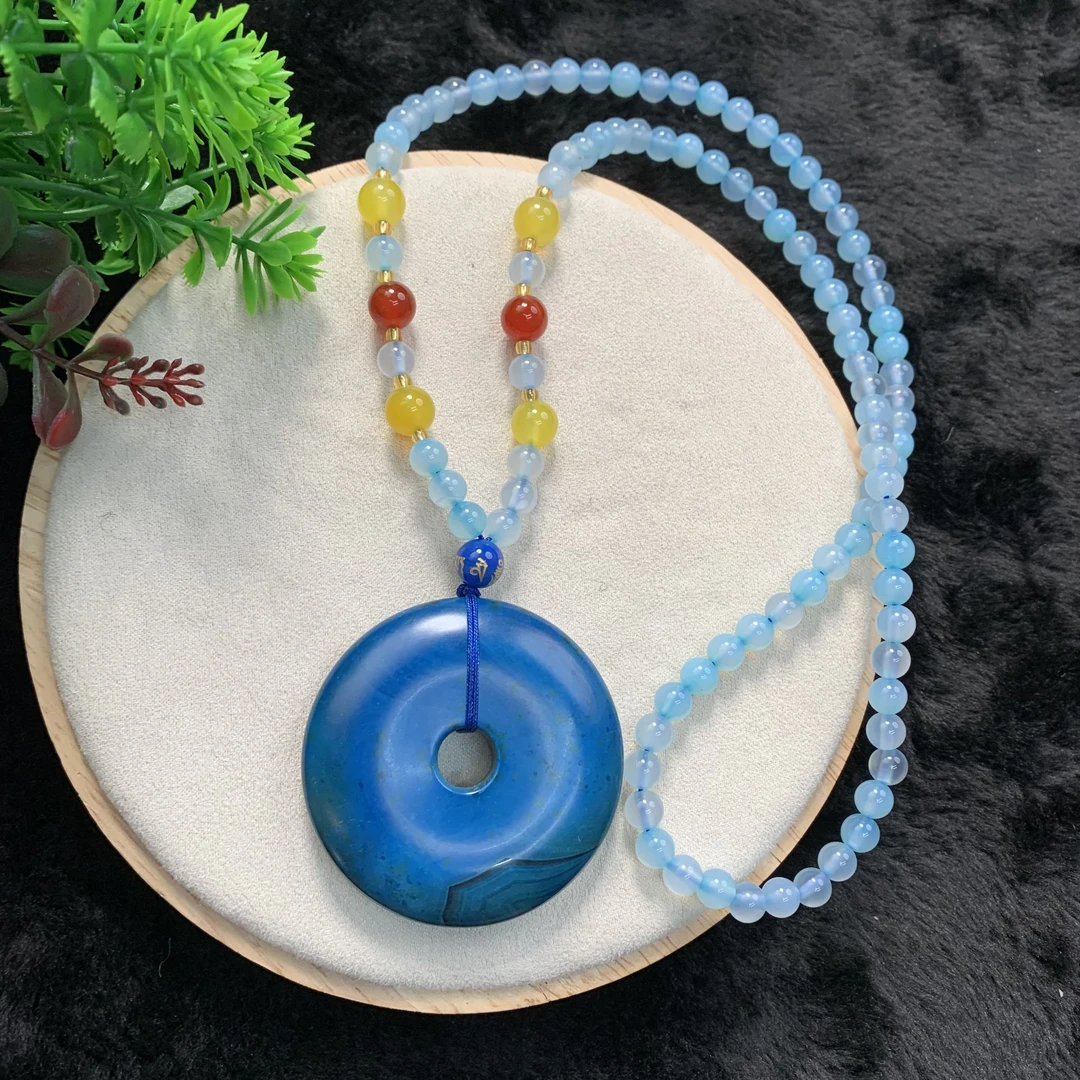 【福小满】TC14003福小满金玉蓝晶长串平安扣(多样性发其一)