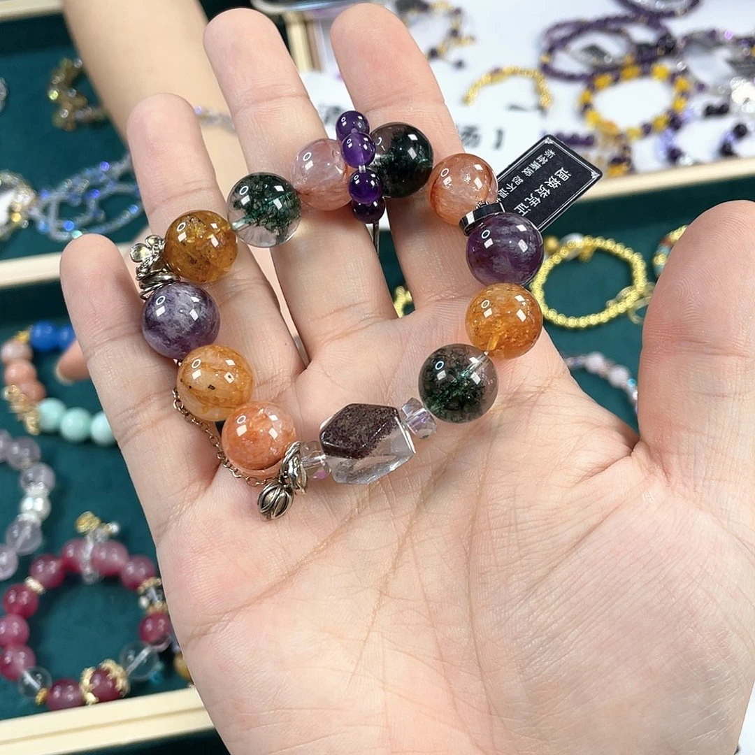 水晶手链银S925镀金镶嵌