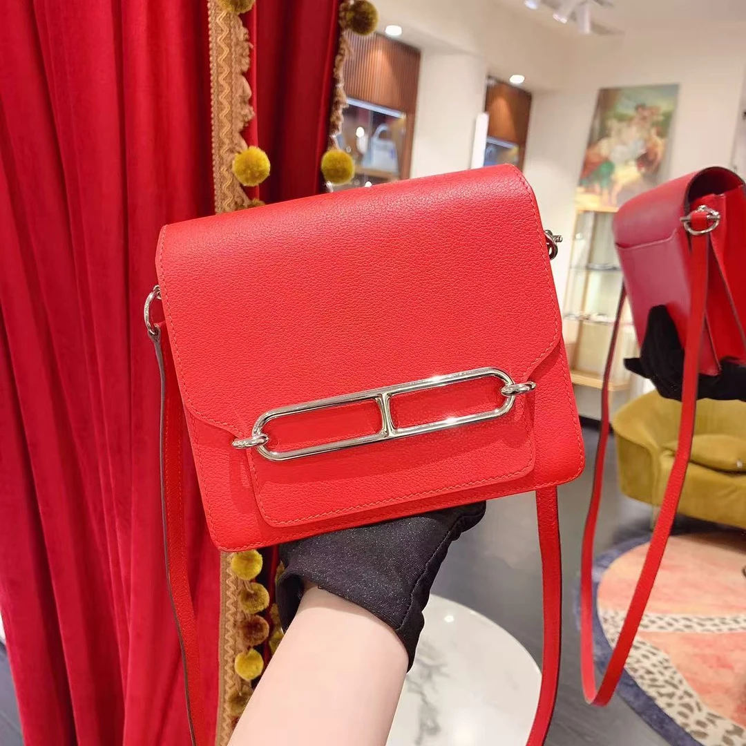 95新 Hermes/爱马仕 爱马仕Roulis18朱砂红银扣evercolor46290288