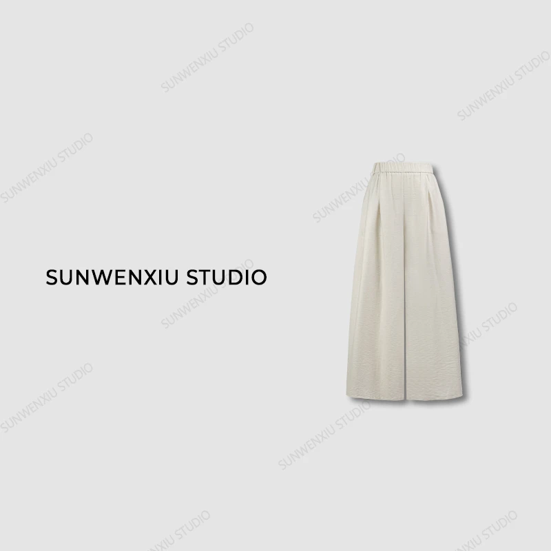 swx studio2店 “气质女生”系列阔腿松紧腰裤（微透 建议成套搭配）