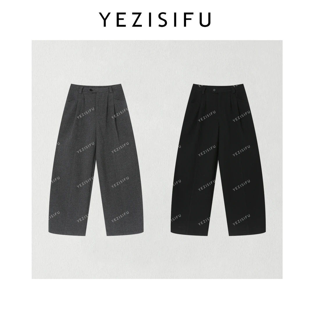 欧尼私服 2025冬季新款宽松弯刀阔腿毛呢休闲裤2510C6936