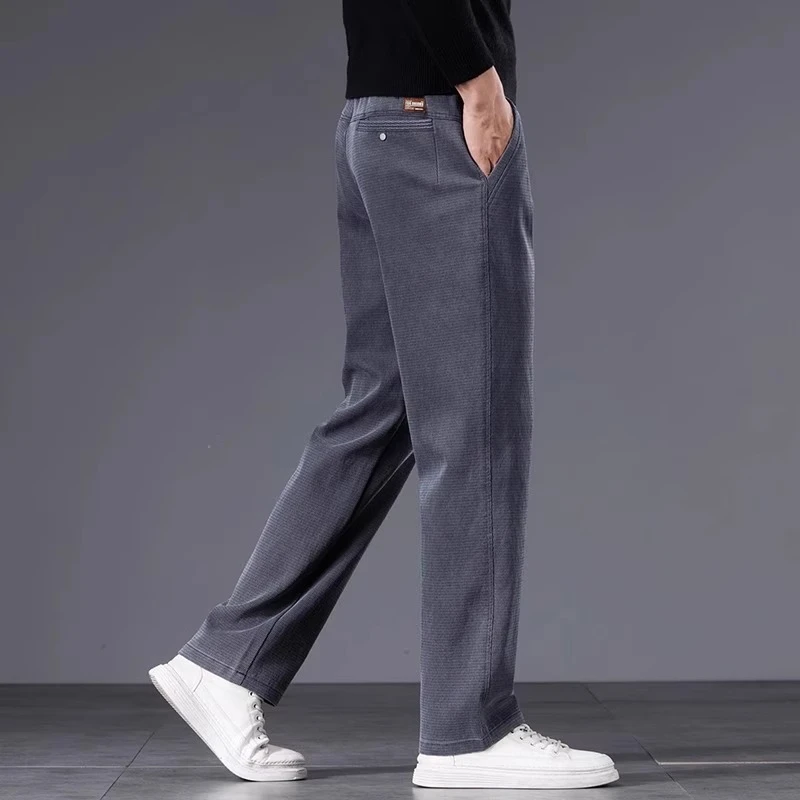 香港春季莱赛尔休闲裤男款宽松直筒百搭长裤中年爸爸高端运动裤男