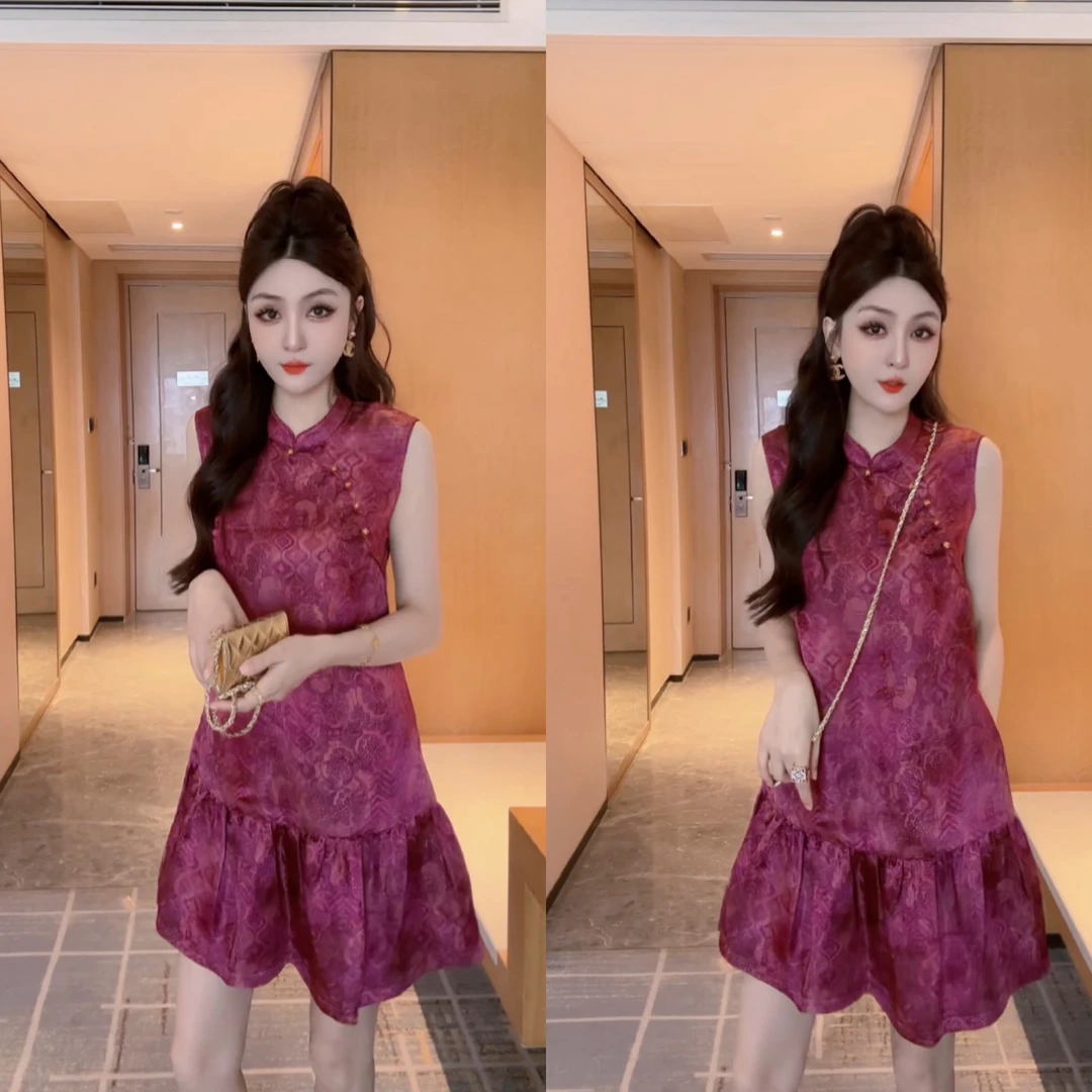 M9A86144   夏季气质高级感减龄显瘦新款显白短袖轻奢连衣裙