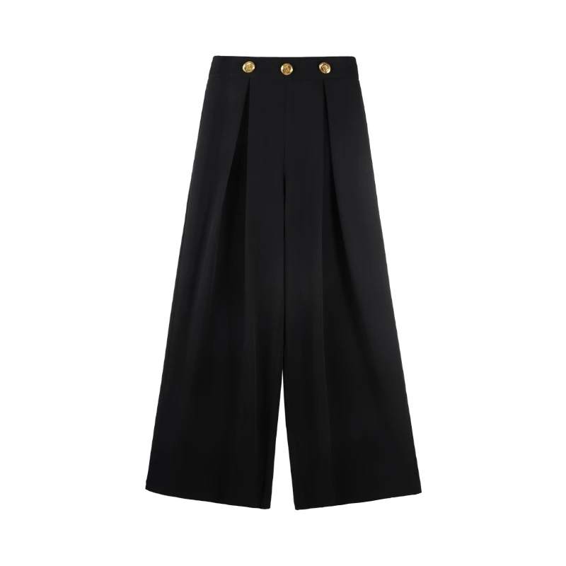 DENGDAHA「金扣点缀」2025春季款百搭设计感休闲裤长裤HBZC621155