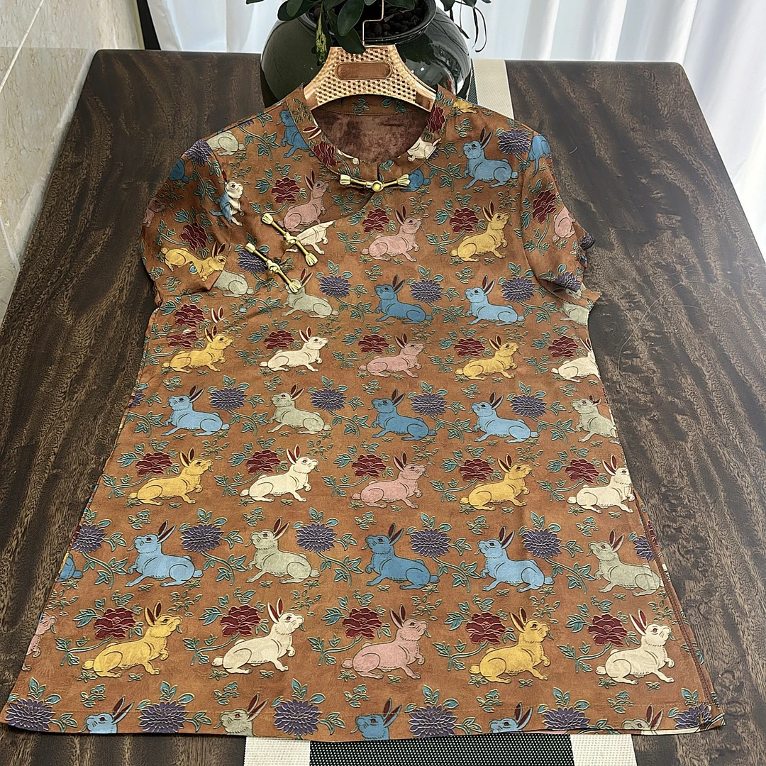 027夏季新款立领国风复古盘扣印