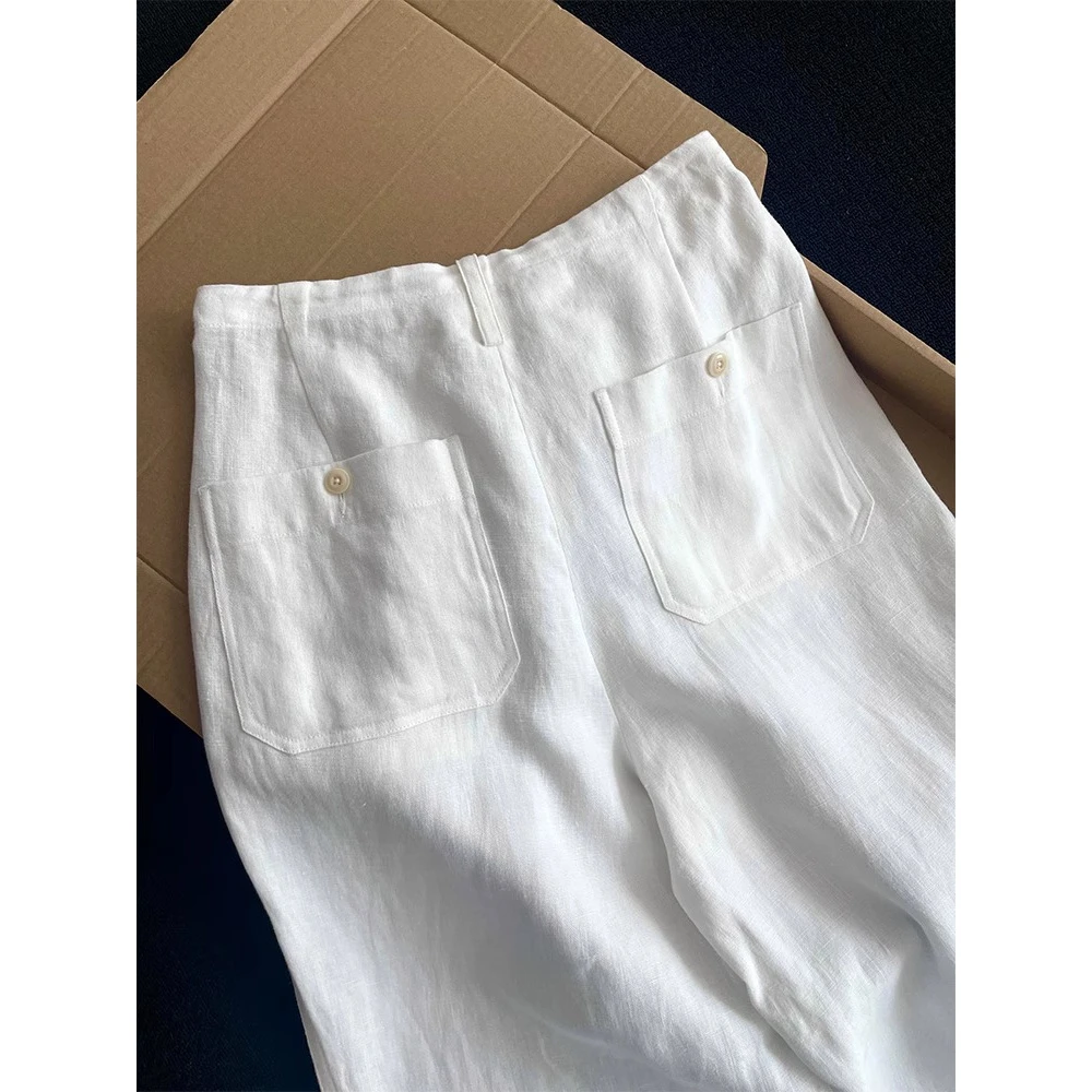 这版型巨爱！巨舒服老钱风抗皱白色裤2025新款舒适透气松弛感裤子