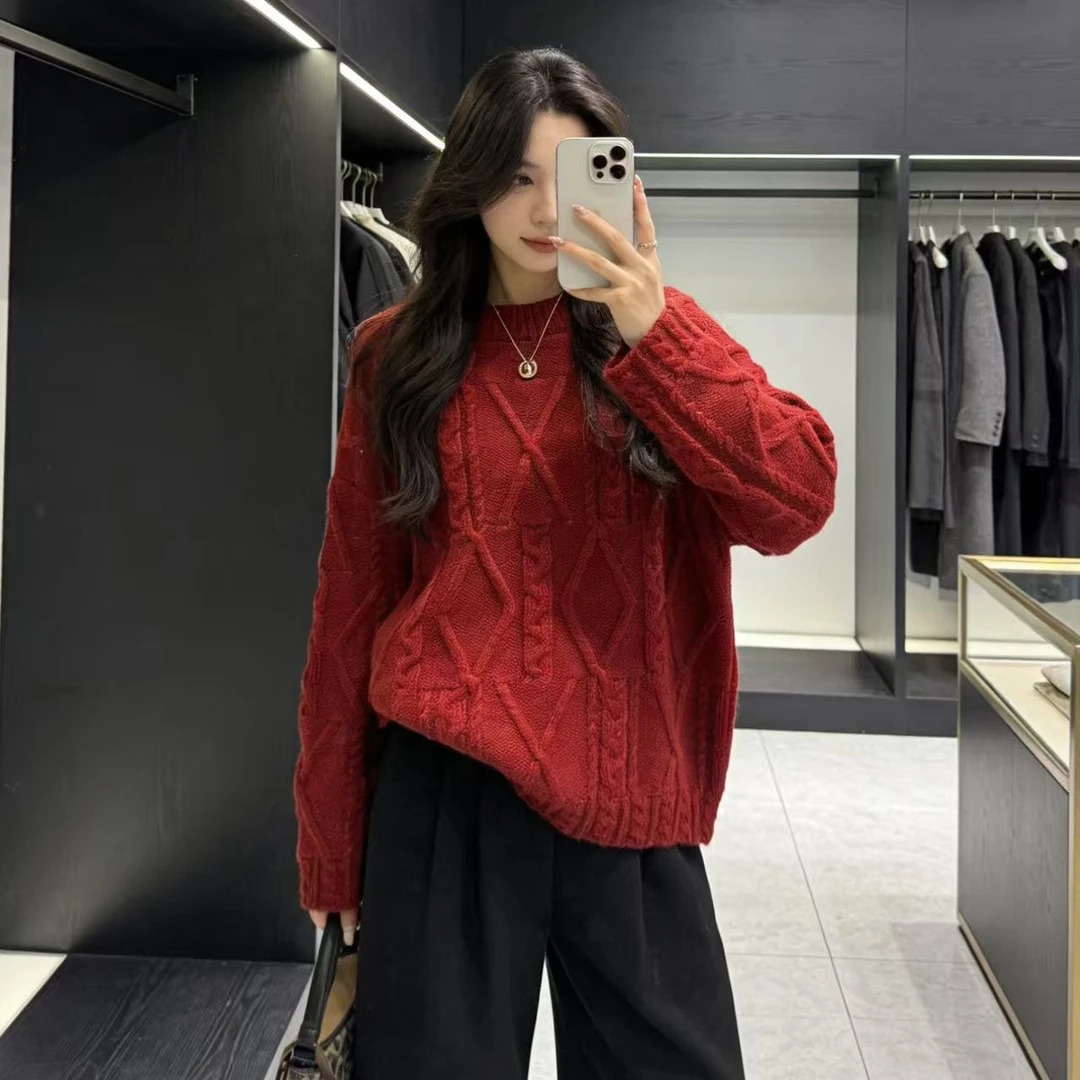 胸114-180长62（部分无三标介意勿拍）立体织花显贵宽松毛衣YM 5181