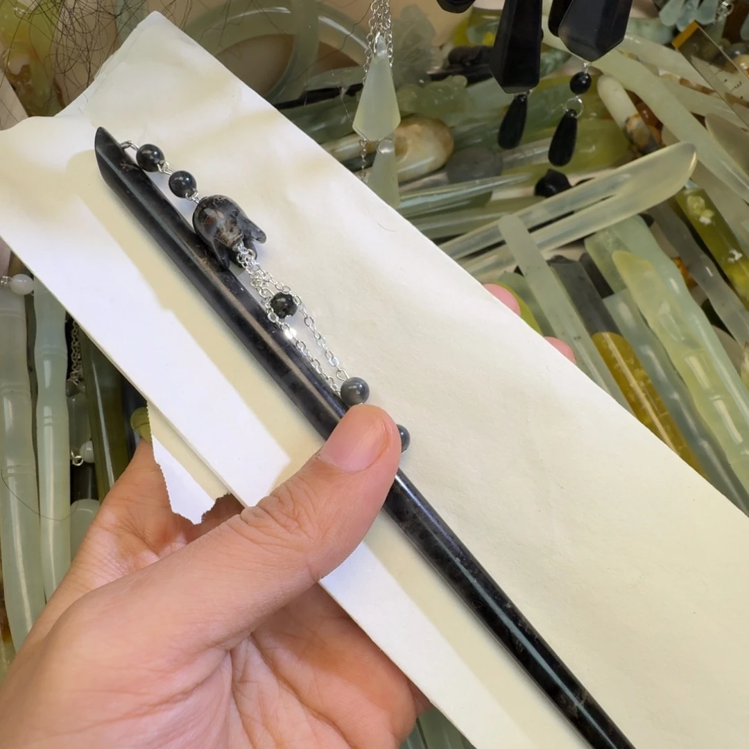 蛇纹石玉合金发饰