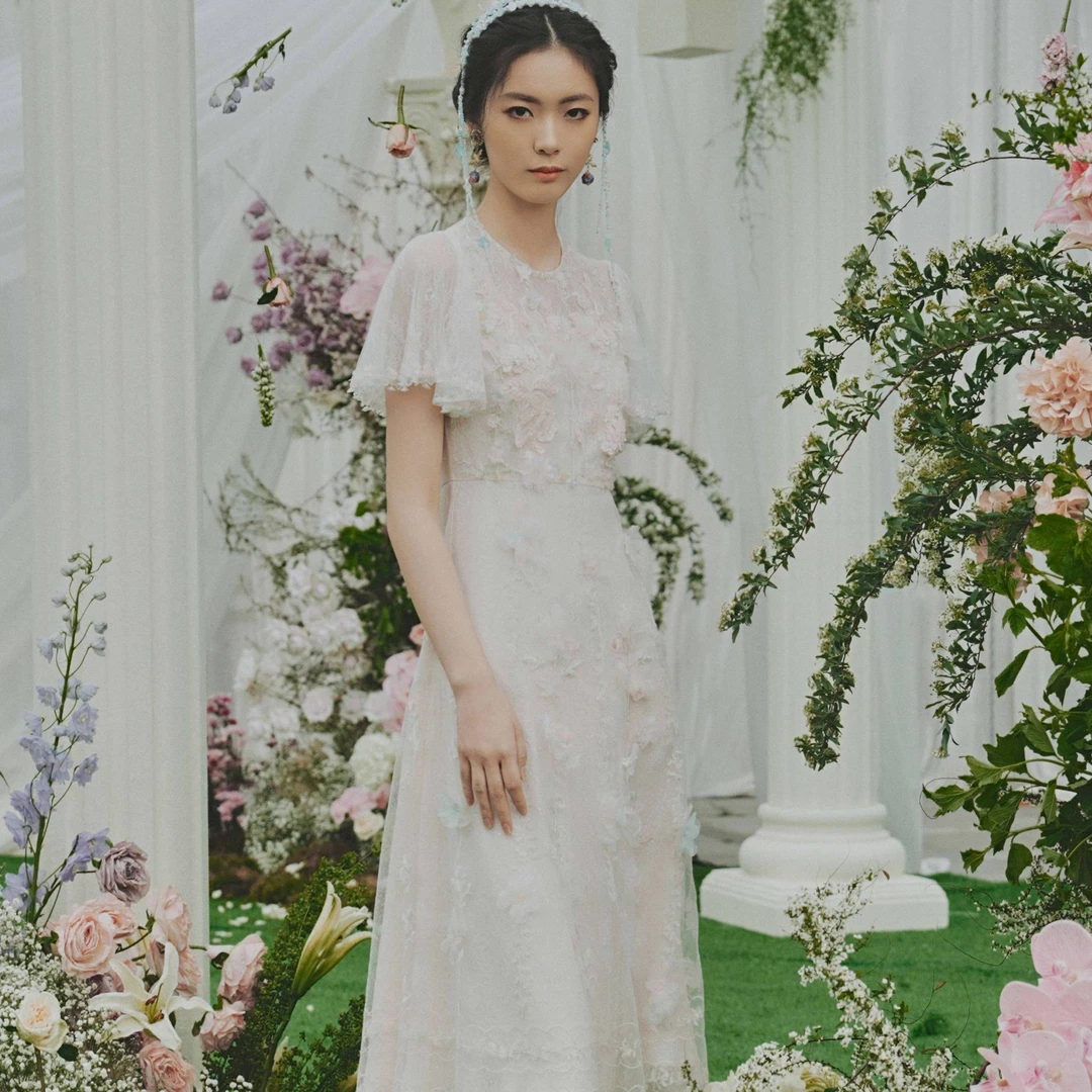Marie Elie【雪白忆梦】夏季时尚上班族钉珠连衣裙EAF11M17234