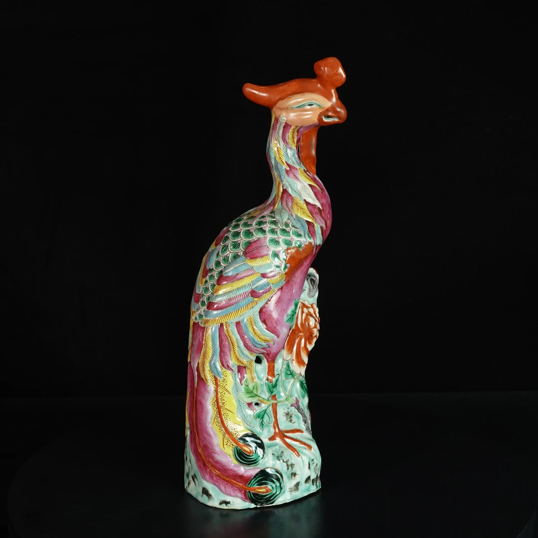 LABC250215019【十竹斋】晚清民国凤戏牡丹瓷塑