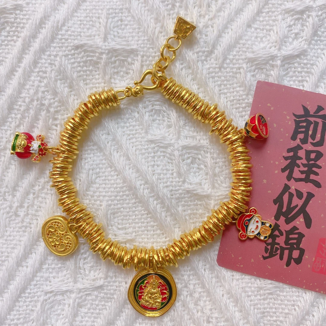 足金999饰品卡5手工盘缠手链 15 手围  45.08克