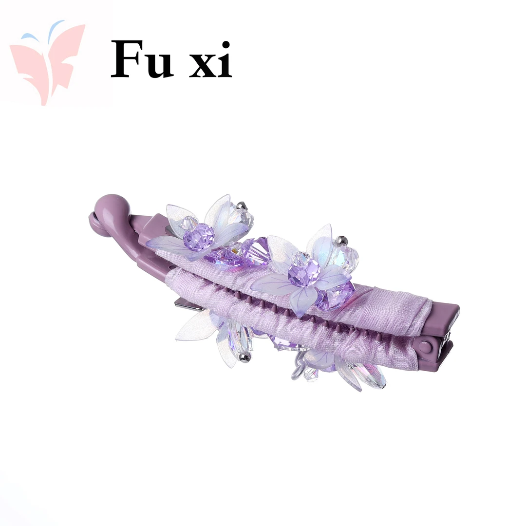 FUXI/福熙（紫藤花）竖夹发夹气质女发饰边夹仙女一字夹006