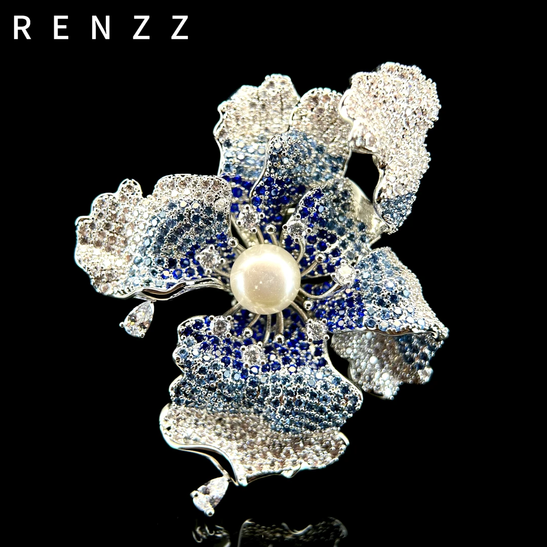 0108蓝色海棠花时尚胸针