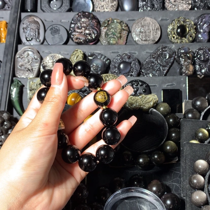 【闪购商品】黑曜岩手链未镶嵌吆*