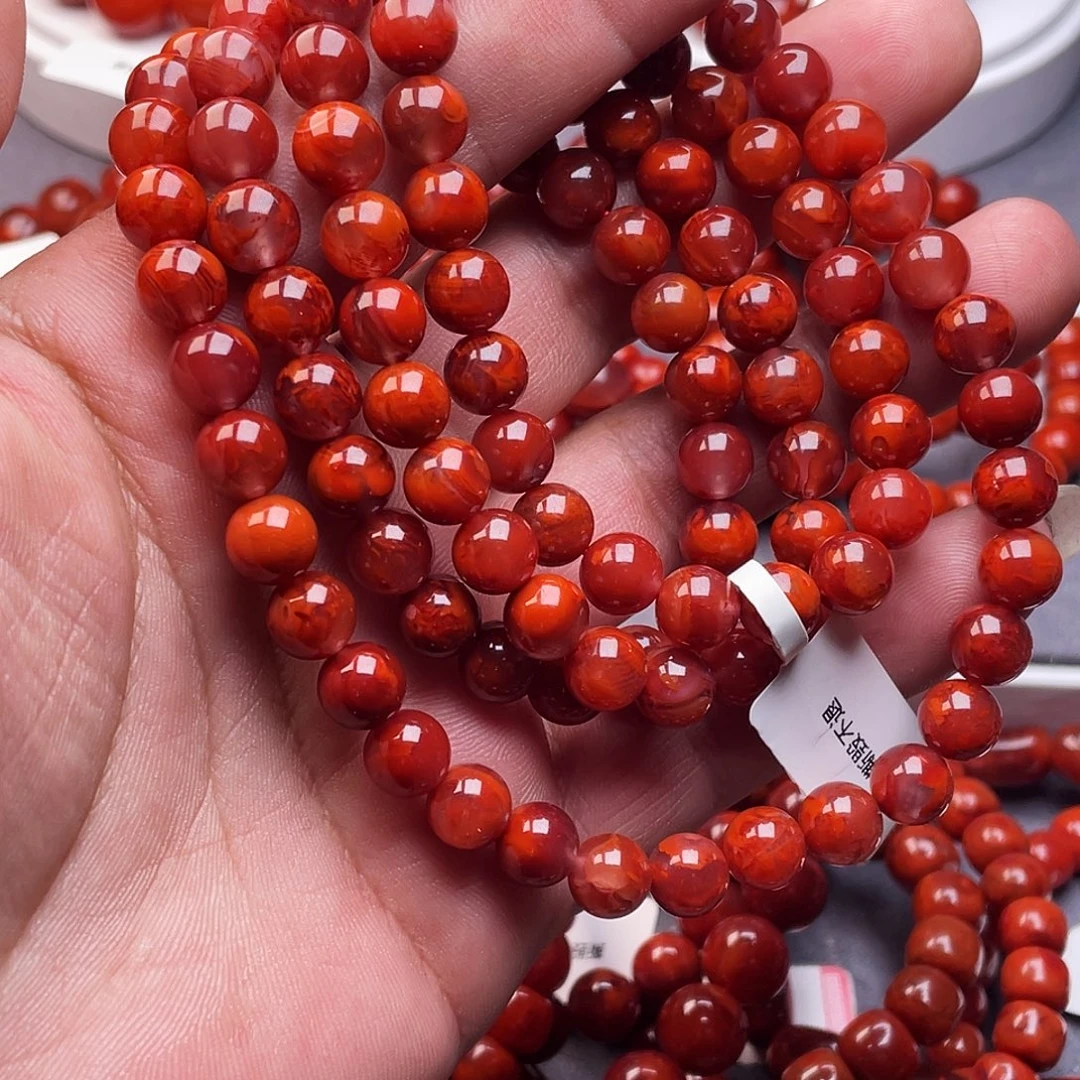 南红玛瑙未镶嵌三通南红瓦西8 mm佛珠