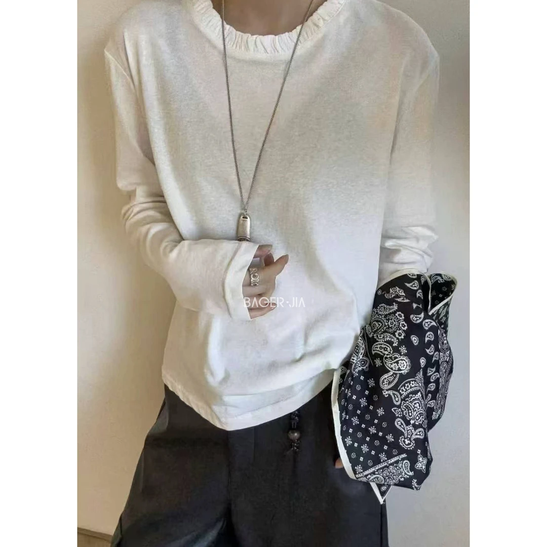 1-宝儿家含幂BL127625410冬季款设计感领口纯棉舒适百搭长袖上衣