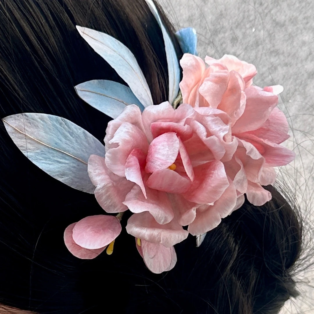 【播播间专拍链接】非遗绒花蚕丝线纯手工古风发簪汉服旗袍发饰