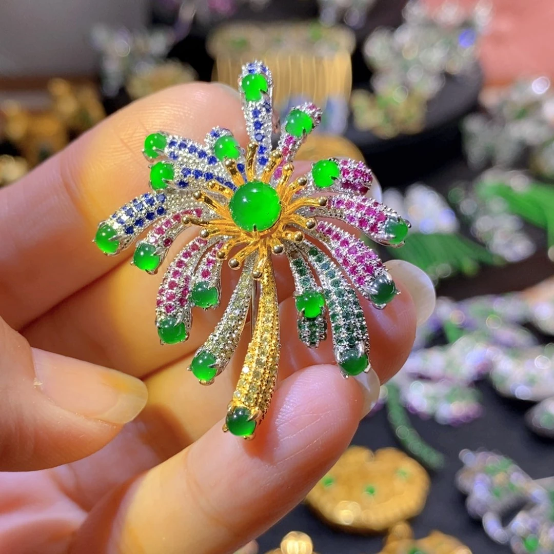 吊坠(不含链)银S925镶嵌翡翠