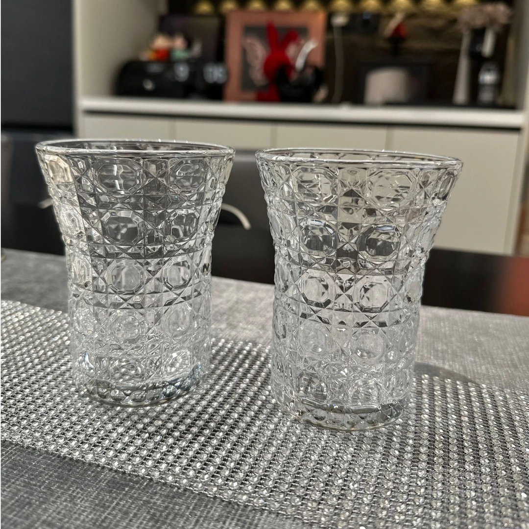 【2只装】宝石纹玻璃杯ins风高颜值咖啡透明牛奶饮料杯