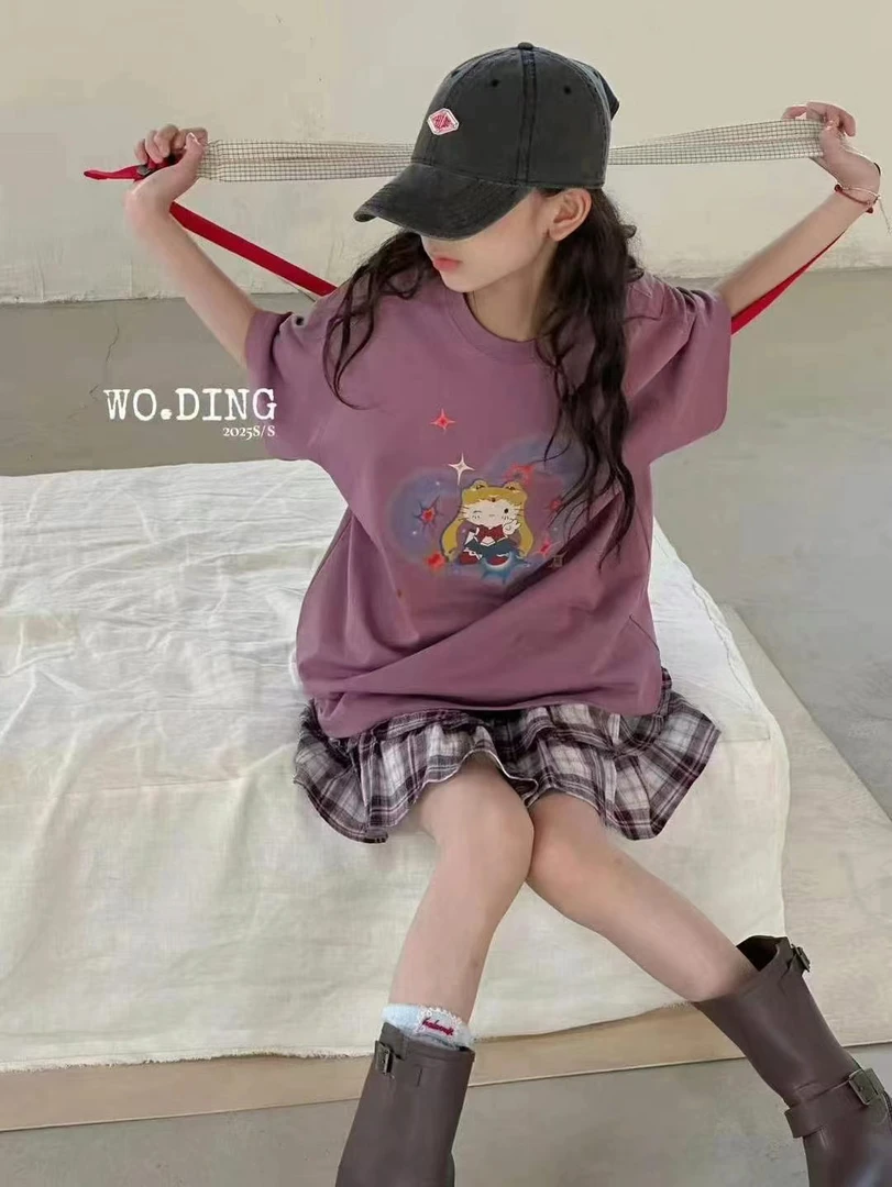 5027童装KT美少女图案短袖T