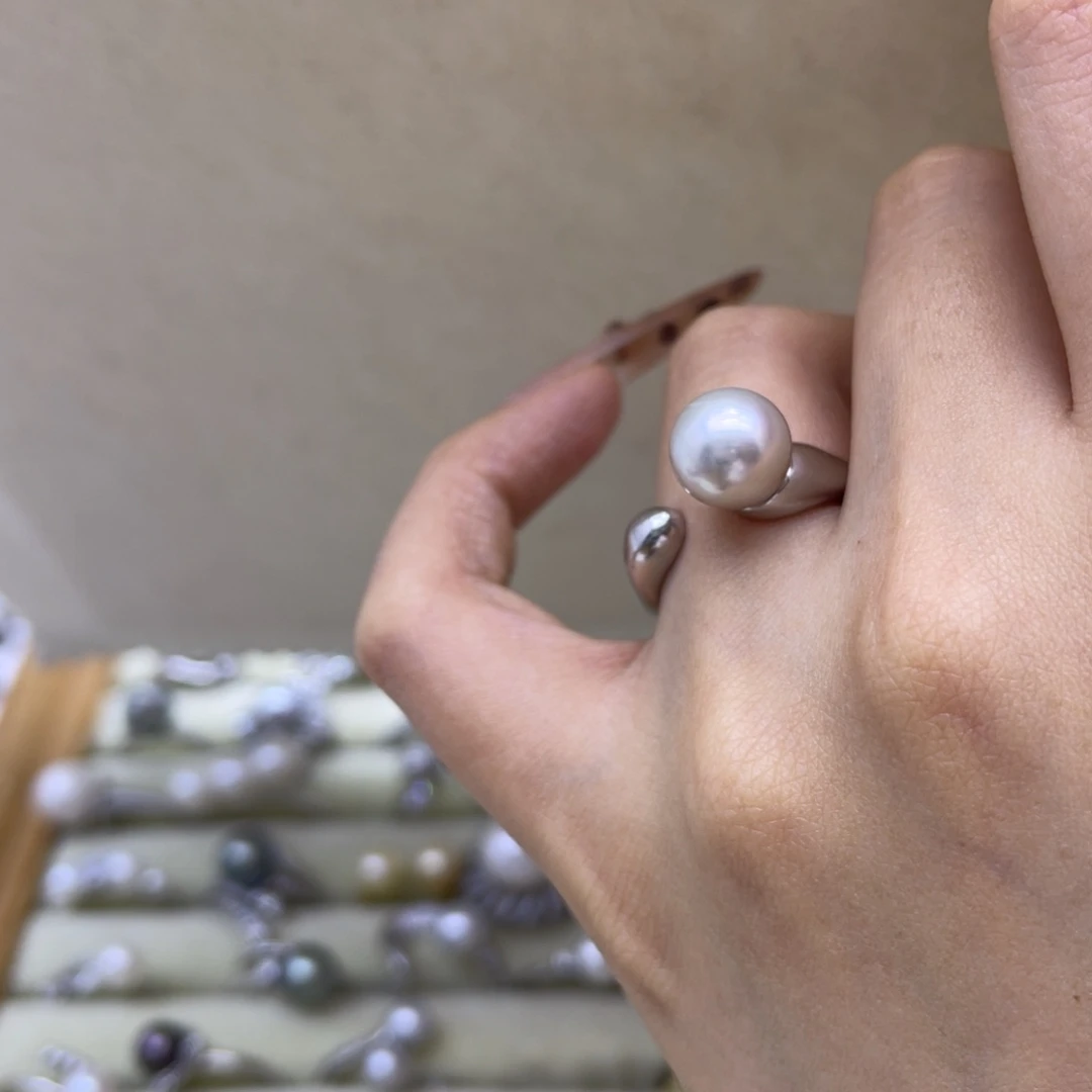 银S925镶嵌海水珍珠戒圈