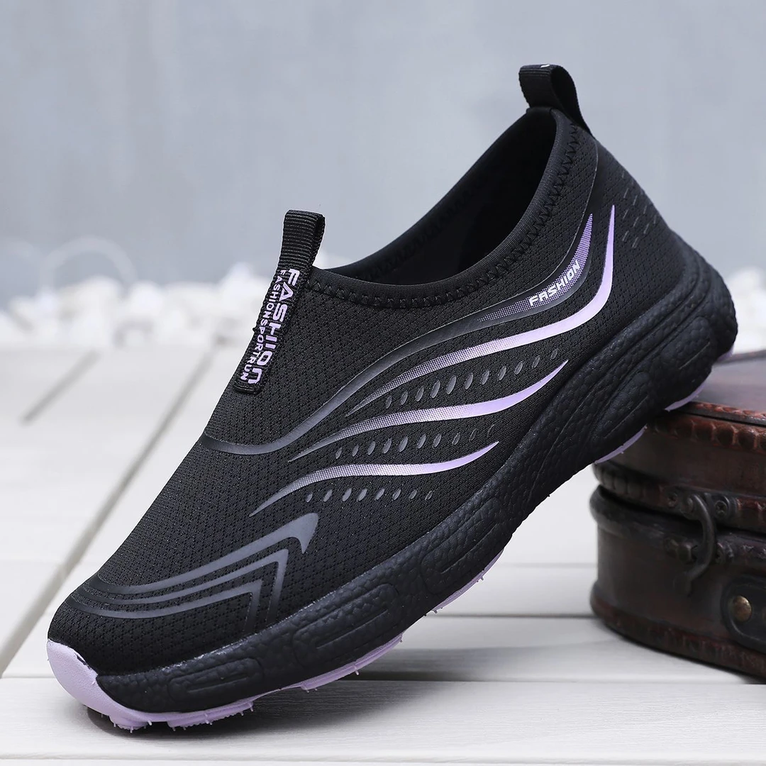 运动鞋平跟防滑健步鞋中口圆头低跟时尚休闲鞋网面