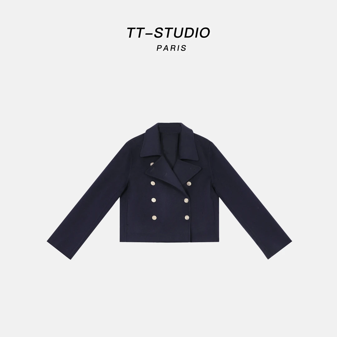 TT【巴黎学院】100%绵羊毛轻奢短款卡腰西服外套 4SD2105