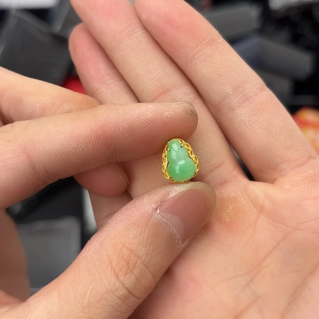 翡翠戒指银S925镀金镶嵌