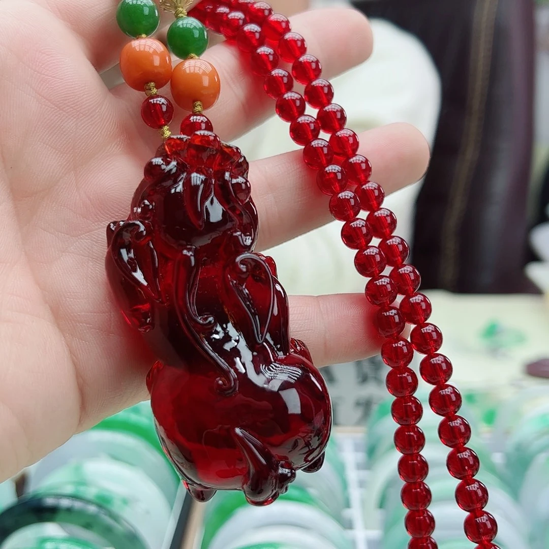 血珀吊坠(赠链)银S925镶嵌