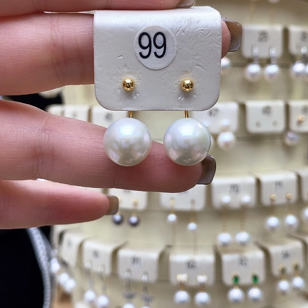 银S925镶嵌淡水珍珠耳饰