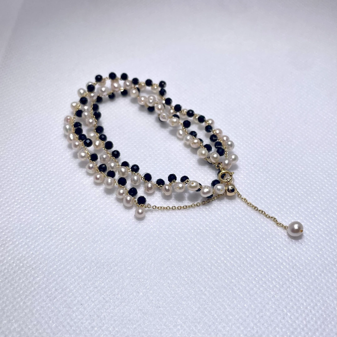 14k注金淡水珍珠项链3-4mm MH0004