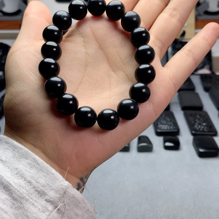 未镶嵌手串和田玉（墨玉）特价12mm