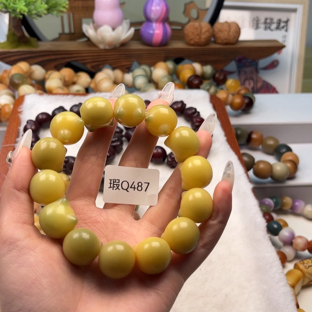 菩提根/象牙果手串17mm瑕猫头一串q487