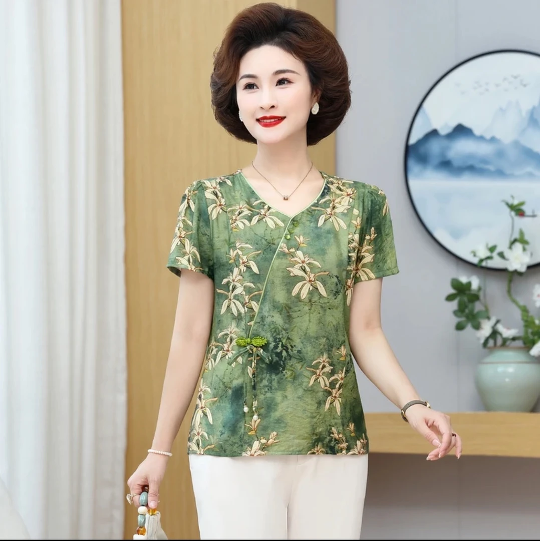9262-t恤妈妈装中年女士衬衫女装时尚夏装小衫【A26-1-3】