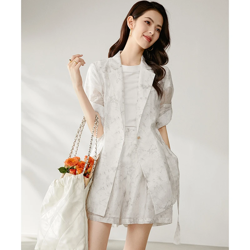 【断码清仓拼手速】2025春夏上衣晕染薄款西装外套女25021236