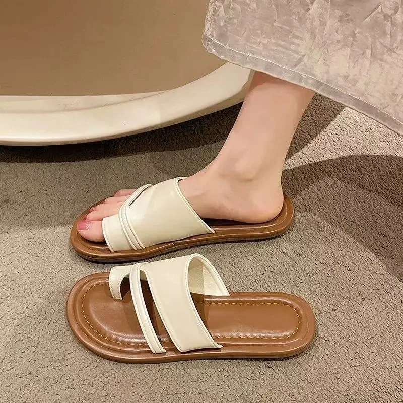 套趾外穿拖鞋女2025年夏季韩版复古度假配裙子一脚蹬罗马凉鞋E167