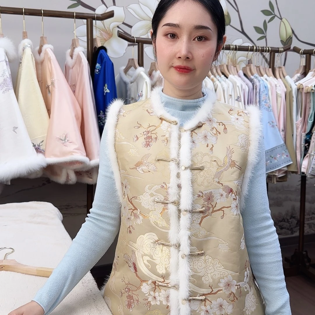 刺绣15宋锦棉马甲胸围102