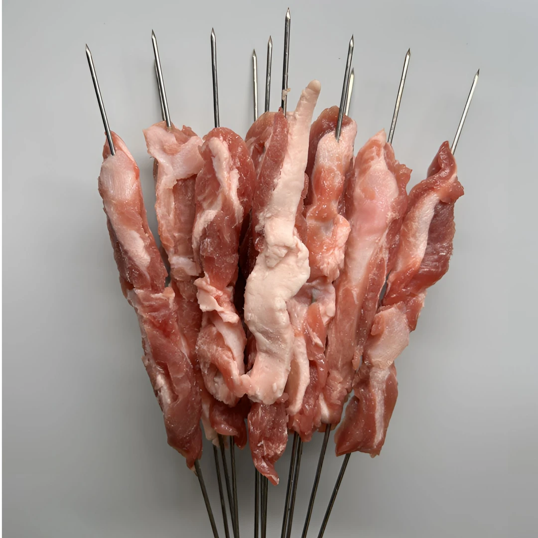 网红爆品猪一根筋烧烤串半成品手工钢签商用批发