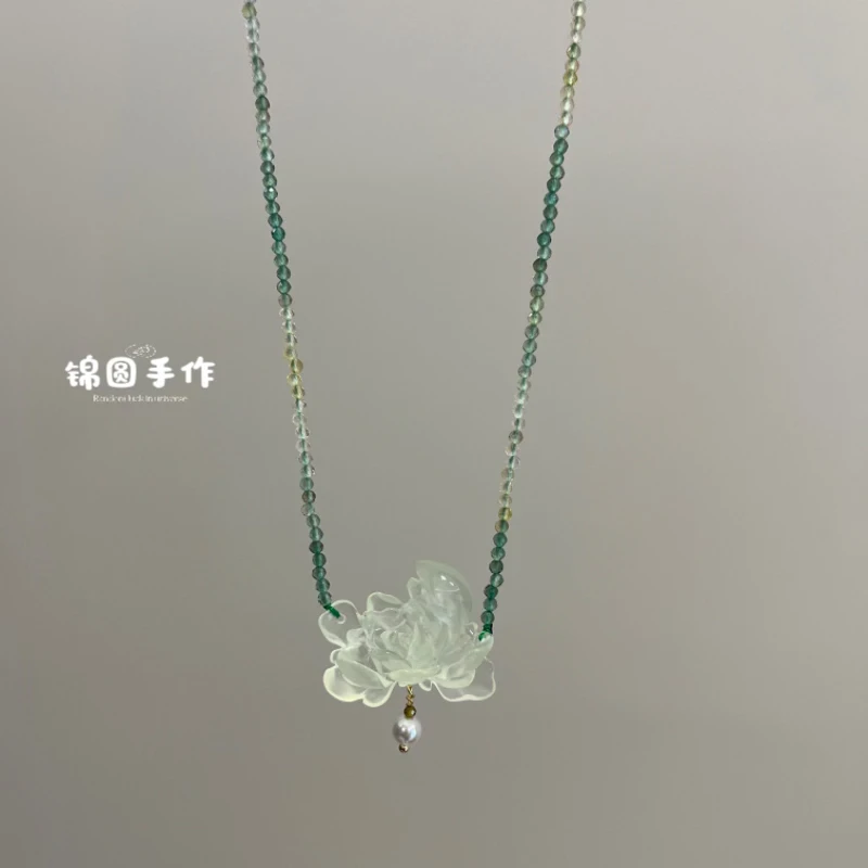 ［国色天香］纯天然岫玉老师傅纯手工雕刻牡丹花吊坠(多样性发一)