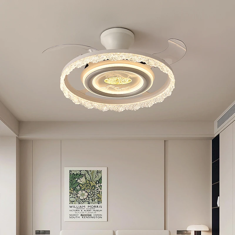 隐形风扇灯客厅餐厅卧室书房茶室吸顶吊扇灯轻奢筒约静音吊扇灯